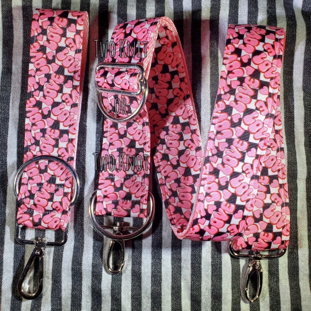 Hand Crafted Love Bubbles Hearts Strap And Key Wristlet in Pink White Black NWT